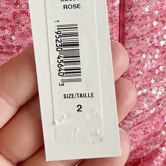 Badgley Mischka Ruched Sequin Cocktail Dress 2 Pink NWT - Picture 9 of 11